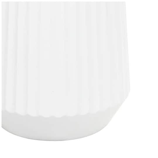 Large White Ribbed Resin Floor Vase